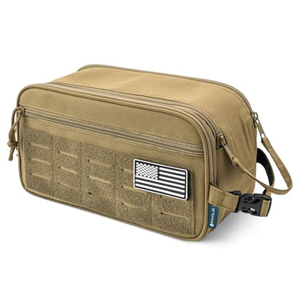PAVILIA Tactical Toiletry Bag Men, Water Resistant Molle Military, Tan XL - color: Tan, size: Extra Large