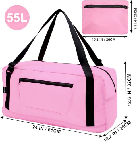 HOLYLUCK Foldable Travel Duffel Bag Luggage Great for Gym -55L, Pink - color: Pink, size: 55L