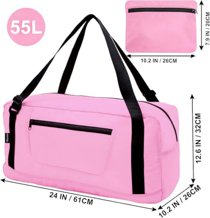 HOLYLUCK Foldable Travel Duffel Bag Luggage Great for Gym -55L, Pink - color: Pink, size: 55L
