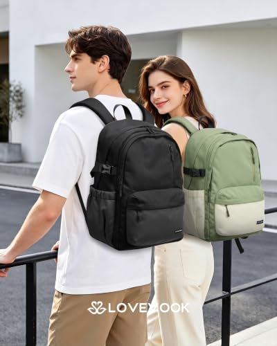 LOVEVOOK Laptop Backpack for Men Women with Giant Tumbler Holder Pocket - color: Black-dark Gray, size: 17.3 inch