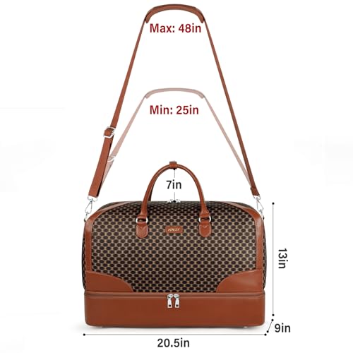 ITIEZY Weekender Bag for Women 21.5" Travel Duffel Large Carry On Bag 3PCS - color: 9b-dark Brown