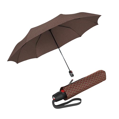 Knirps T.200 Duomatic Compact Rain Umbrella in Elemental Cinnamon – Wind Tunnel Tested to 93 mph, Aluminum Steel Fiberglass Frame, 38in Canopy, OEKO-TEX, High-Performance Automatic Travel Umbrellas - color: Elemental Cinnamon