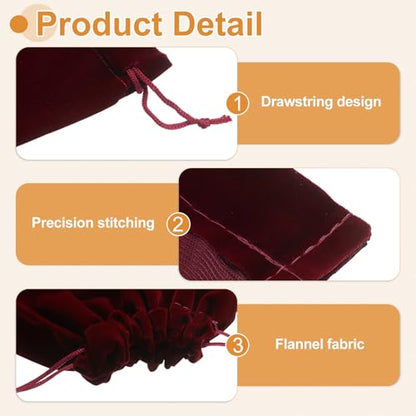 Cloth Shoe Bags for Travel Flannel Pouch with Drawstring Closure - color: Dark Red