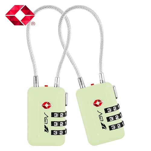 BV Luggage Locks TSA Accepted, Travel Sentry Approved 3-Digit Combination Suitcase Locks with Open Alert & Flexible Cable for Travel, Backpacks, Lockers, Cases, Mint Green, 2 Pack - color: Mint Green 2-Pack