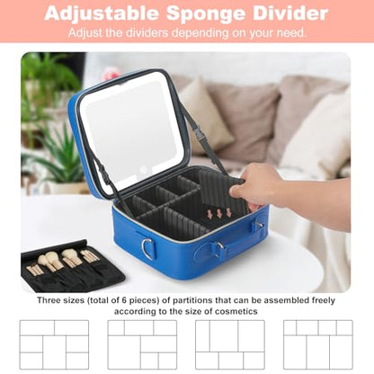 Mocado Travel Makeup Bag with Mirror Makeup Case with 10x Magnifying Mirror - color: Blue