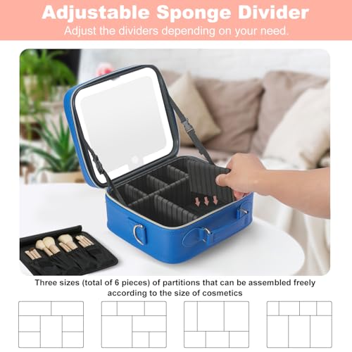 Mocado Travel Makeup Bag with Mirror Makeup Case with 10x Magnifying Mirror - color: Blue