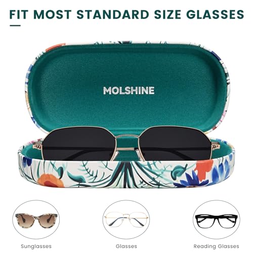 molshine Hard Shell Sunglasses Case,Classic Large Glasses Case for Women Men,Sunglass Eyeglasses - color: Flowers