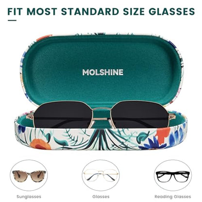 molshine Hard Shell Sunglasses Case,Classic Large Glasses Case for Women Men,Sunglass Eyeglasses - color: Flowers