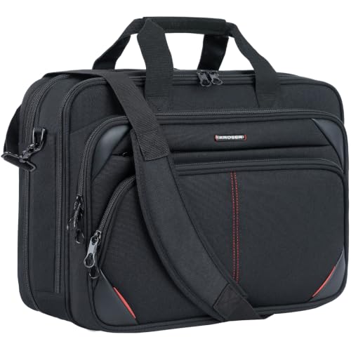 KROSER 17.3 Inch Laptop Briefcase, Computer Bag,Messenger Shoulder Bag - color: Black/Red, size: 17.3 INCH