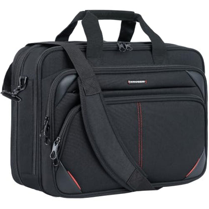 KROSER 17.3 Inch Laptop Briefcase, Computer Bag,Messenger Shoulder Bag - color: Black/Red, size: 17.3 INCH