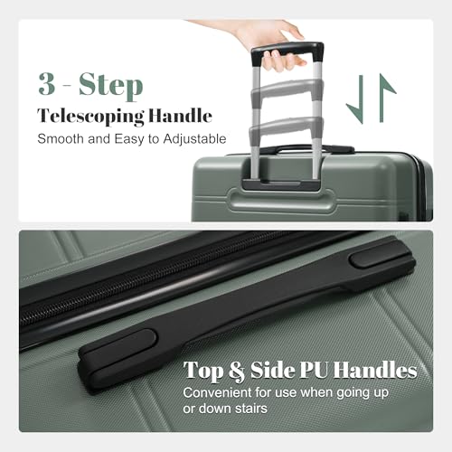 Merax Luggage Set 6 Piece,Lightweight Hardshell Suitcase with Wheels - color: Army Green(6 piece)