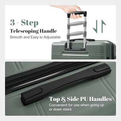 Merax Luggage Set 6 Piece,Lightweight Hardshell Suitcase with Wheels - color: Army Green(6 piece)