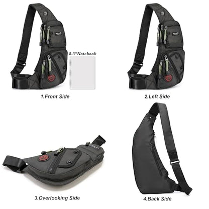 NICGID Sling Bag Chest Shoulder Backpack Crossbody Daypack for Men Women - color: Dark Green
