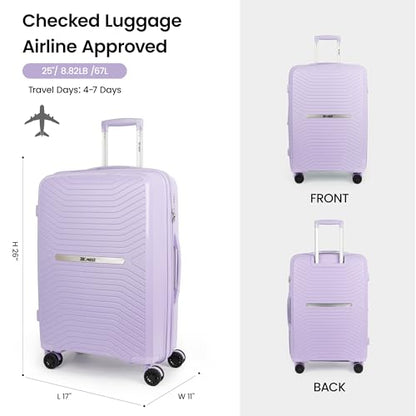 25" Checked Luggage Hardside Suitcase Expandable 20% - color: Lavender, size: Checked-Medium 25-Inch