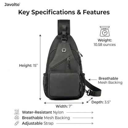 Javolto Crossbody Sling Bag,Small Backpack Men,Hands-Free Shoulder Daypack - color: Black