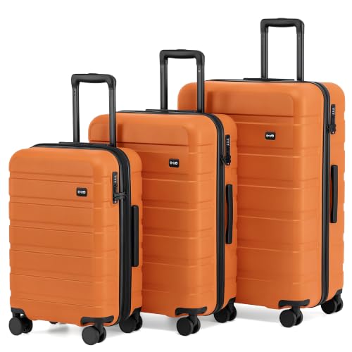 Coolife Luggage Set, Lightweight Durable Hardshell, 3 piece, Orange new - color: Orange new