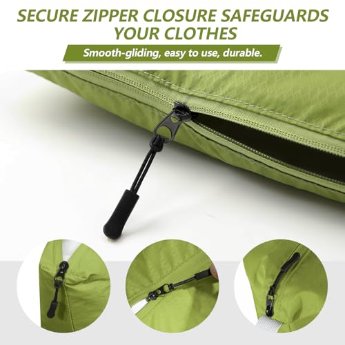 Travel Laundry Bag with Zipper, Nylon Lightweight Dirty Clothes Organizer - color: Green