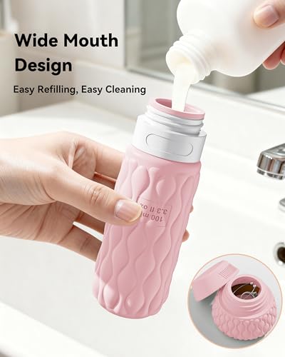 Travel Bottles for Toiletries Silicone Travel Size Containers 3.4oz 1.7oz - color: Berry Gradient