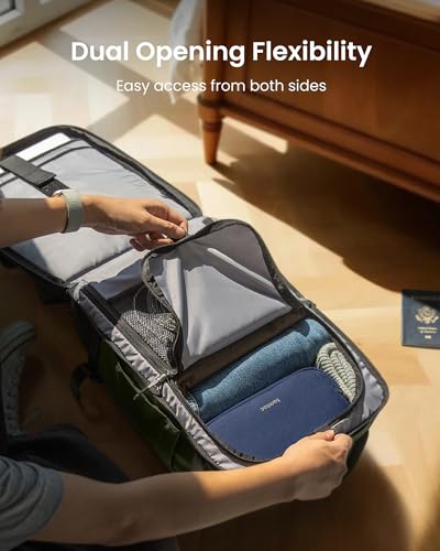 tomtoc Travel Backpack 28L,TSA Personal Item Bag Flight Approved,PFAS Free - color: Green-ripstop, size: 28L