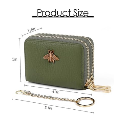 imeetu RFID Credit Card Holder, Small Card Wallet Women, Leather Card Case - color: Max - Olive Green, size: Max