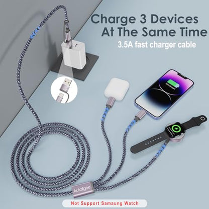 2Pack Travel Essentials,Multi Charging Cable for Apple Watch Charger Gray - color: Gray, size: 2Pack-4FT
