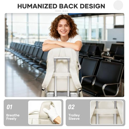 suwasp Travel Backpack for Women Airline Approved Carry On, Large Laptop Backpack for Men, Flight Approved Luggage Backpack (Beige-with Toiletry Bag) - color: Beige-with Toiletry Bag