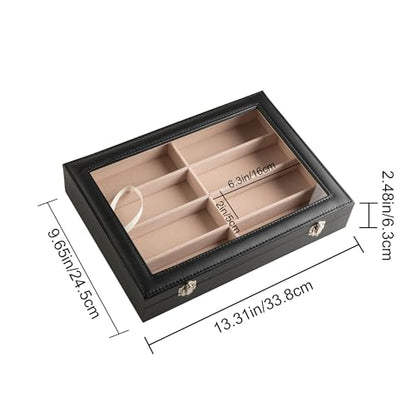 Frebeauty 8-Slot Sunglass Organizer,Sunglass Holder with Clear Lid - color: Black, size: With Lid