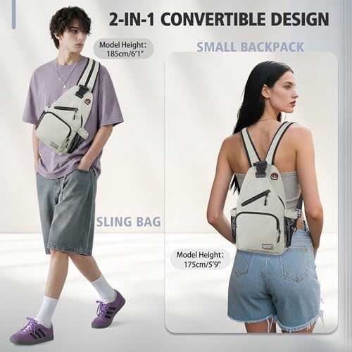 Geestock Convertible Sling Bag Crossbody Backpack for Women Men, Blue - color: Off-white, size: Large