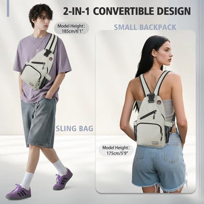 Geestock Convertible Sling Bag Crossbody Backpack for Women Men, Blue - color: Off-white, size: Large