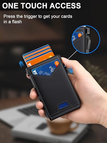 Wallet for Men RFID Wallet with 2 ID Windows & Money Clip, Slim Card Holder - color: Black