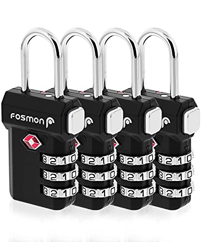 Fosmon TSA Approved Luggage Locks, 3 Digit Combination, 4 Pack Black - color: 3 Digit T Series Black 4 Pack