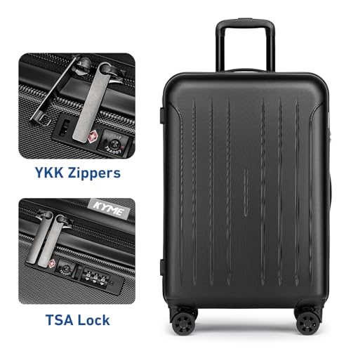 KYME 24-Inch Medium Luggage Checked TSA Approved Suitcase,24",Black - color: Black, size: 24" Checked