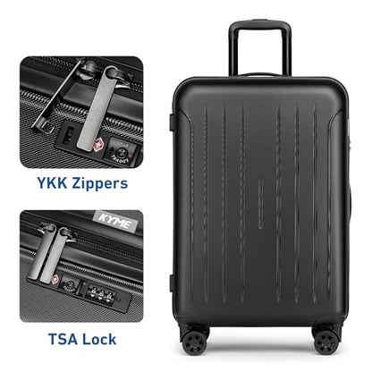 KYME 24-Inch Medium Luggage Checked TSA Approved Suitcase,24",Black - color: Black, size: 24" Checked