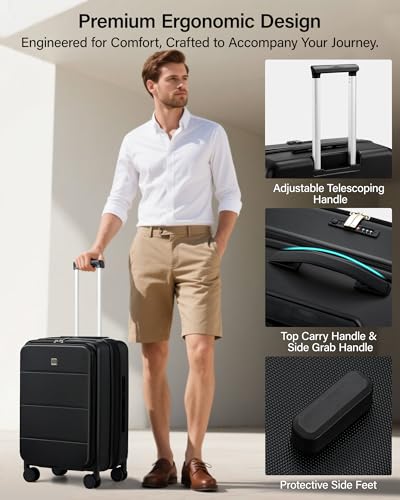 MILADA 24 Inch Checked Luggage, Expandable Hardshell Suitcase with 360° Spinner Wheels & TSA Lock, Lightweight Medium Rolling Luggage for Men and Women Travel, Black - color: Black, size: 24" Checked in