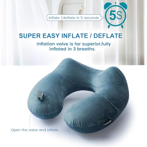 Keemall Inflatable Travel Neck Pillow for Airplane & Long Flights, 2 Pack - color: Grey-2 Pack, size: Medium