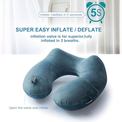 Keemall Inflatable Travel Neck Pillow for Airplane & Long Flights, 2 Pack - color: Grey-2 Pack, size: Medium