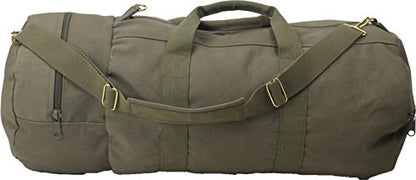 ARMYU Cotton Canvas Large Shoulder Duffle Bag, Olive Drab Military Tote with Straps for Sports, Gym, Work, Everyday, Travel, Camping, Hiking, Overnight, Weekend - Packable, Carryall, Holdall
