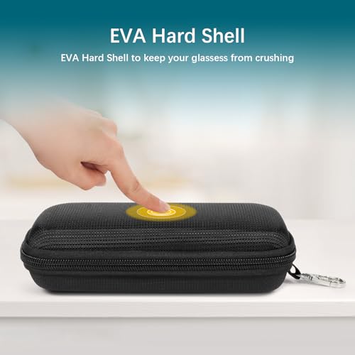 Double Eyeglasses Case for Dual Sunglasses, Hard Shell with Zipper - color: Black