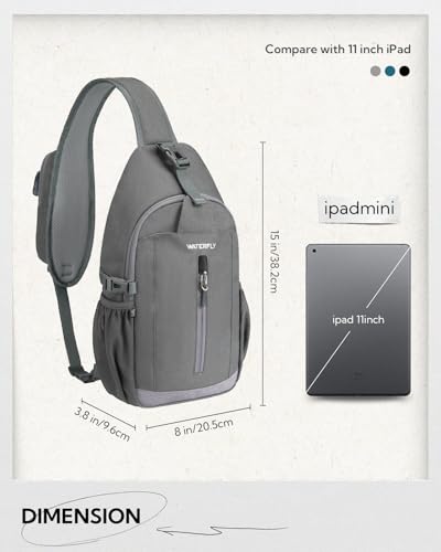 WATERFLY Small Crossbody Sling Bag: 8L Lightweight RFID Anti-Theft Travel - color: Grey