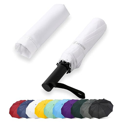 GAOYAING 46 Inch Large Automatic Rain Umbrella - Windproof Travel Lightweight Travel-Ready, Heavy Duty 12-Rib 210T Fabric, Portable with Protective Sleeve - color: Snow Mountain White