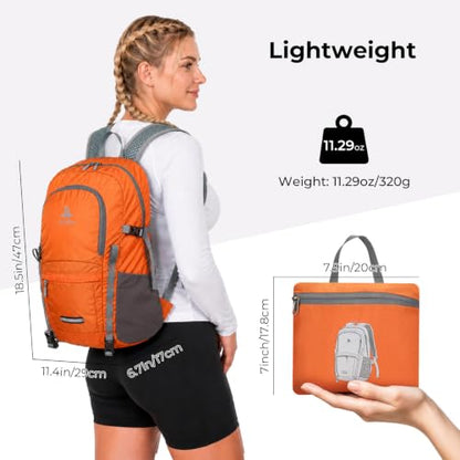 20L Small Hiking Backpack for Women Men,Lightweight Packable Travel Daypack - color: Orange