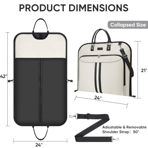 BALEINE Garment Bags for Travel, Water Resistant Carry on Suit Bag - color: Beige, size: 42"
