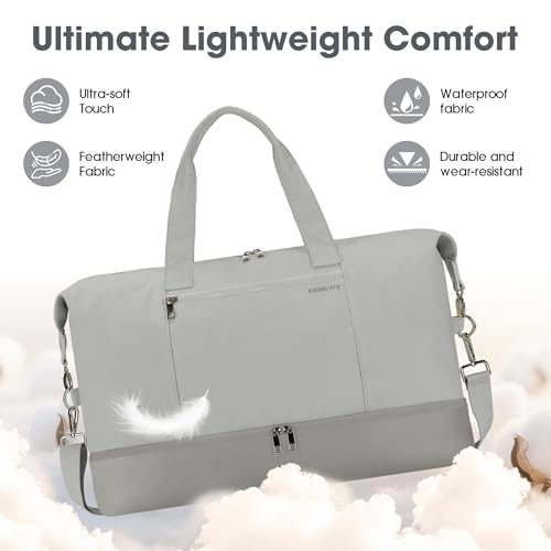 Women's Weekender bag Travel Duffel Bag with Shoe Compartment 21-inch Airline-Approved Carry-On, 2-Piece Overnight Bag Set Personal Item Luggage - color: 1-Grey