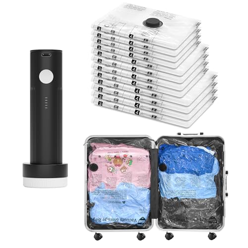 Vacuum Seal Bags for Clothing Travel with Electric Pump, 12 Combo - size: 12 Combo