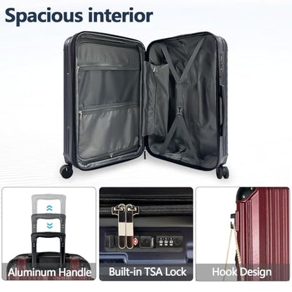 OUZZO Luggage Sets 2 Piece Expandable Durable Hardshell with TSA 20/24 inch - color: Red, size: 20/24 inch