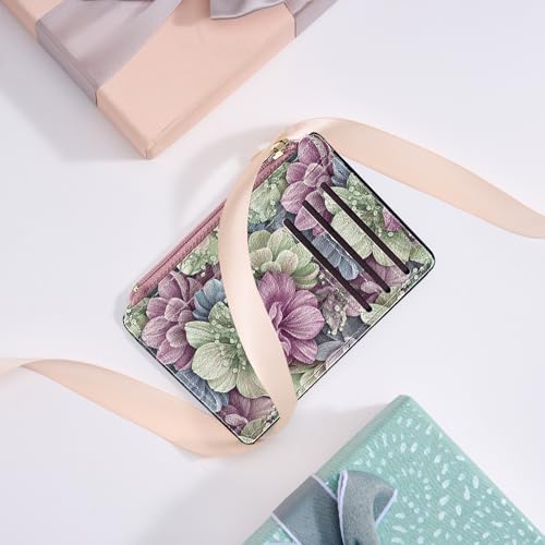 Tipmile Womens Credit Card Holder Wallet, Small Slim RFID Blocking Sleeve - color: Flowers
