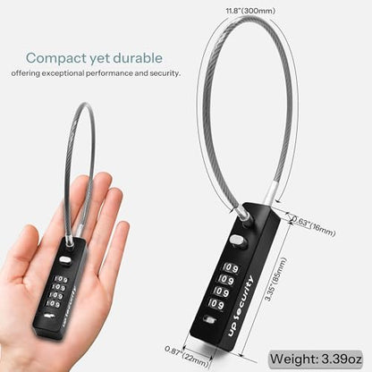 4 Digit Combination Cable Lock for Bike Scooter Motorcycle Helmet Anti Theft, 11.8" Cable Chain, Combo Travel Lock with Code for Luggage Suitcase Safe, Fridge, Fence Gate, Cabinet, Locker - color: Black, 11.8"(30cm)