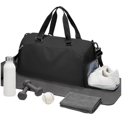 Gym Bag for Women with Shoe Compartment Travel Duffel Bag Black - color: D10-Black