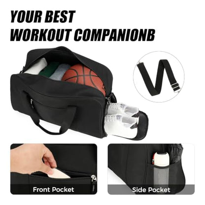 Searock 45L Gym Bag for Men & Women with Shoe Compartment - color: Black, size: 21 x 10 x 13″ (Medium)