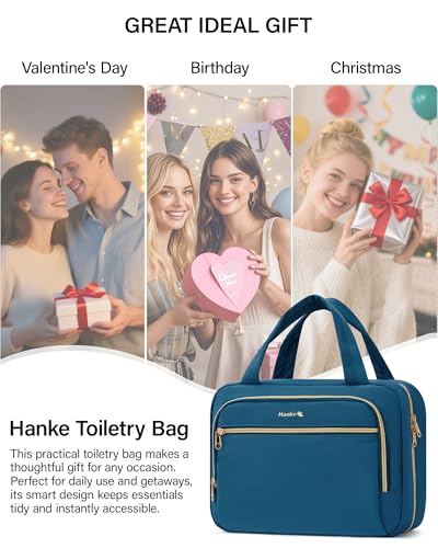 Hanke Hanging Travel Toiletry Bag for Women Portable Makeup Bag - color: Navy Blue